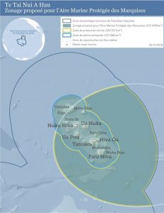 Zonage proposé par la CODIM pour le projet de grande Aire Marine Protégée des Marquises